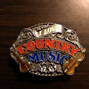 I Love Country Music belt buckle by Siskiyou